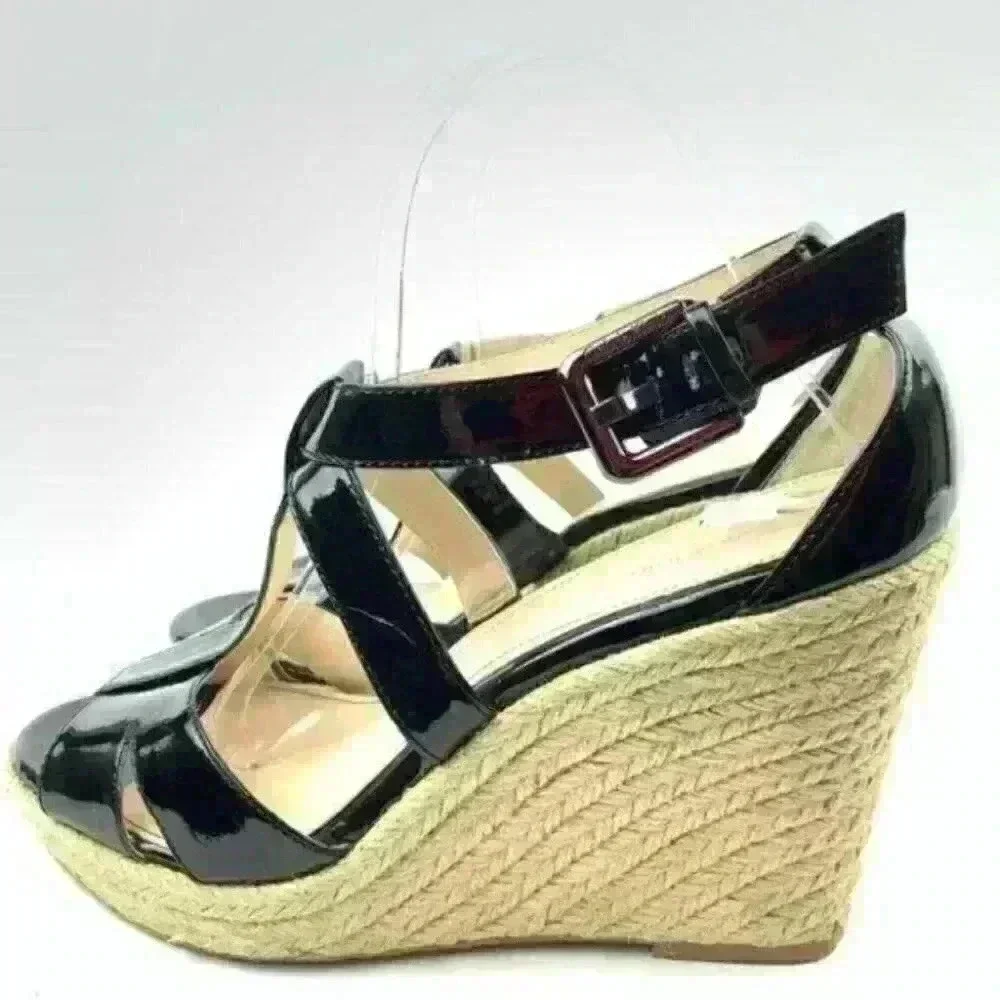 Calvin Klein 10 Emmah Patent Leather Espadrilles